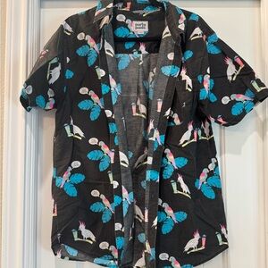 Duvin Design Co. Black Tropical Casual Button Down Shirt